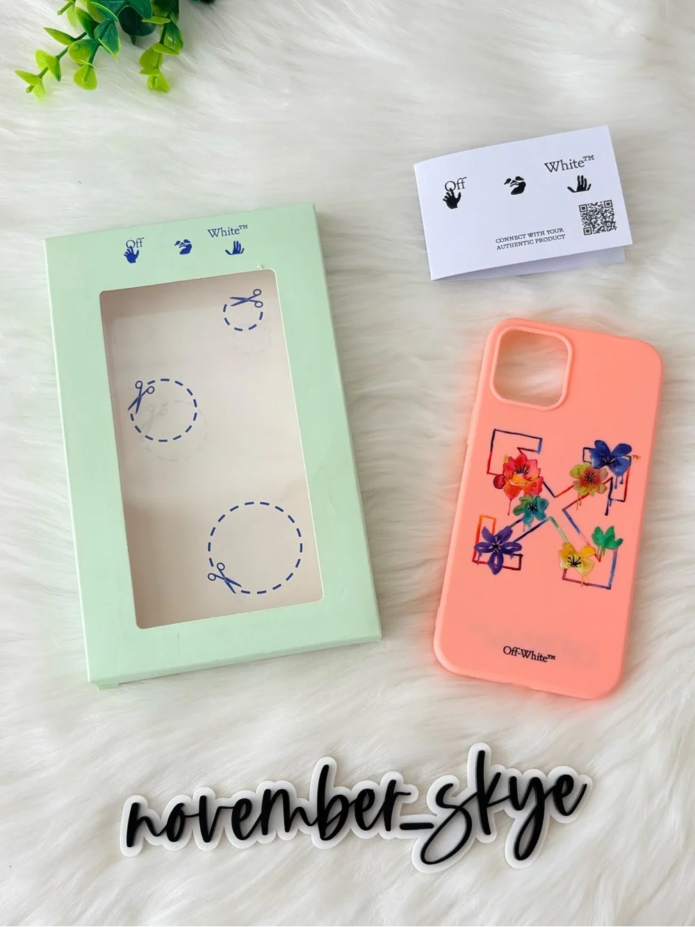 Off-White Pink Floral Logo iPhone‎ 12 Pro Case